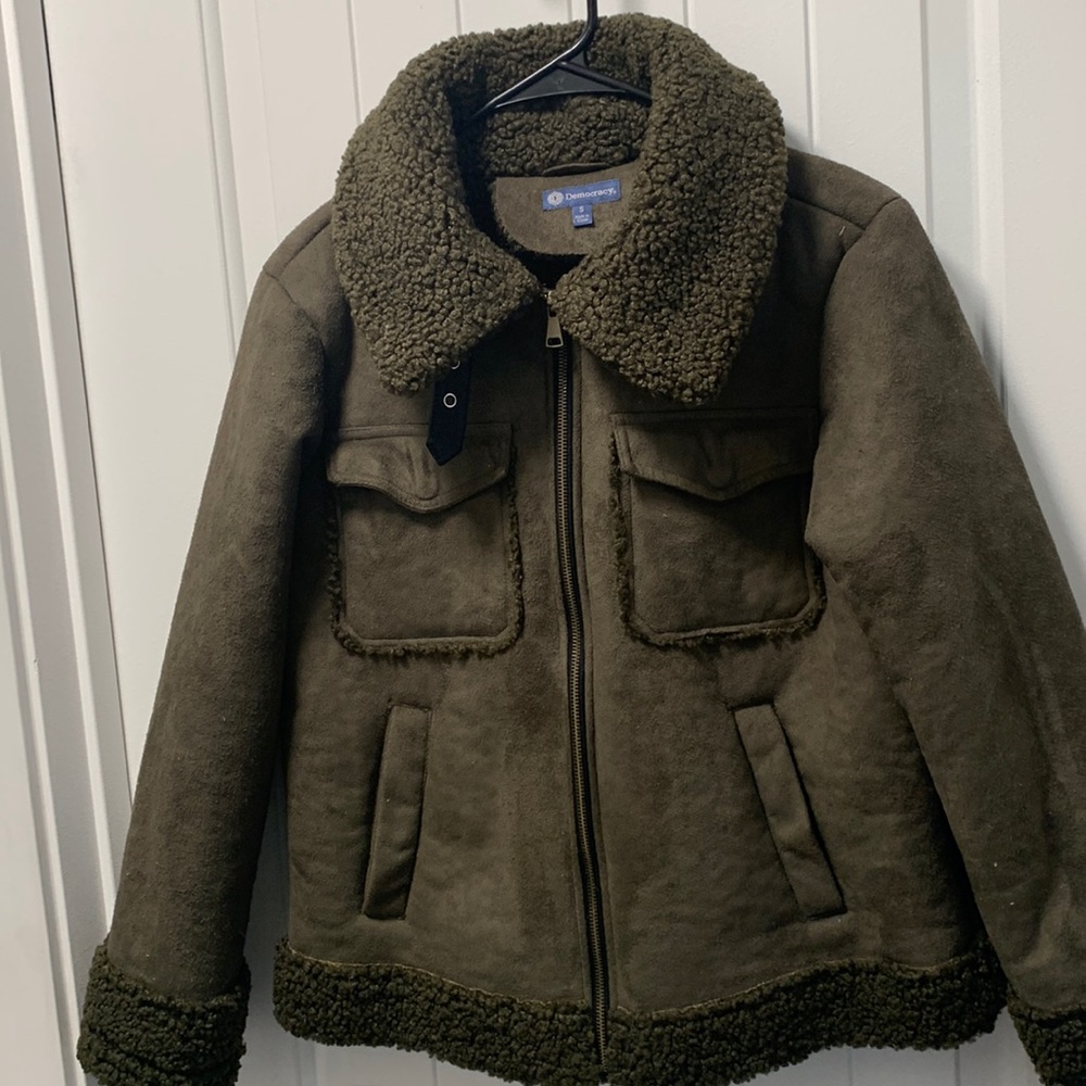 S-Democracy Green/Brown Sherpa Lined Jacket